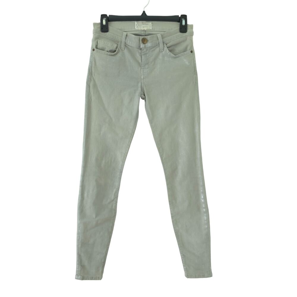 Current/Elliott Jeans 27 Gray Metallic Silver Low Rise The Ankle Skinny Shiny